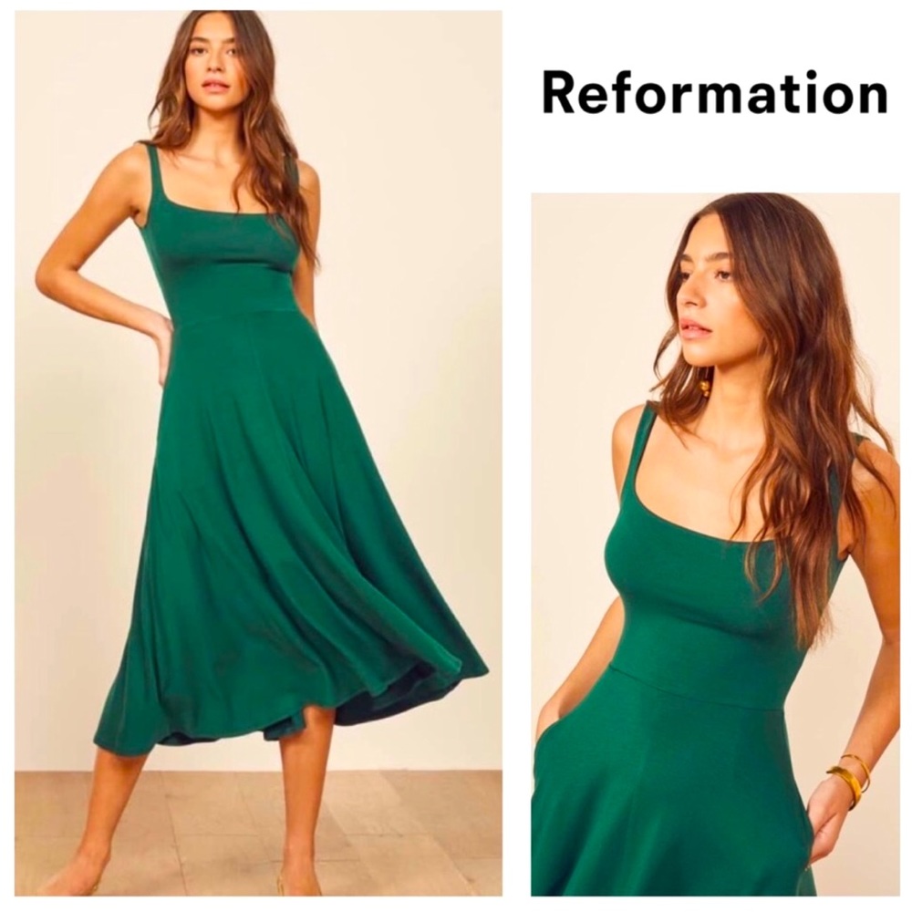Reformation Fit & Flare Midi Scoop Neck Mary Dress XS
